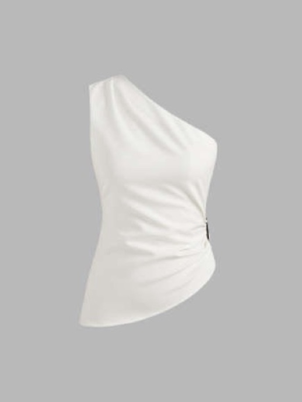 Cider One-Shoulder White Asymmetrical Women's Ruched Top Size L/8